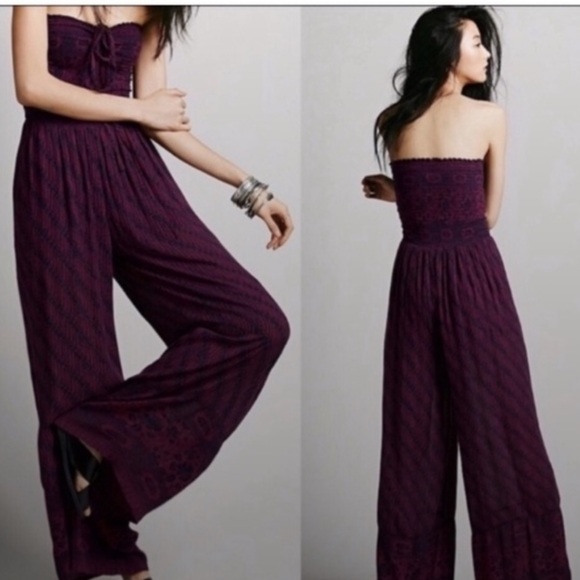 Free People Purple Strapless Jumpsuit - Picture 3 of 16